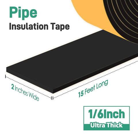 Keep Your Pipes From Freezing With Thick Foam Insulation Tape For Outdoor Piping Freeze Protection, shown in 2 in x 15 ft roll