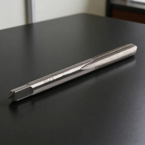 Pro Grade High Speed Steel Tire Valve Threading Tap For 5V1-36 Threads, silver finish tool on black surface.