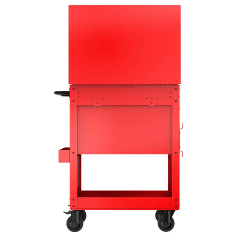 Red Rolling Tool Chest With Drawers And Locking Steel Cabinet Power Outlets And USB Port Four Swivel Casters Built Tough Utility Cart