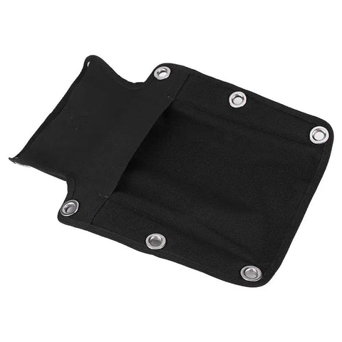 Scuba Backplate Pad Cushion for BCD Harness, Black Nylon Durable Dive Gear Pad with Screws, showing padded back view