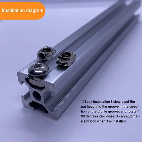 All In One M5 Hardware Kit For 2020 2040 8020 Aluminum Extrusion Profiles 200Pcs shown installed in aluminum profile