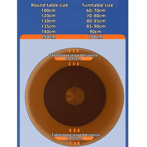 Legit Heavy Duty Tempered Glass Lazy Susan Turntable Slick Rotating Serving Tray 360 Degree Swivel dimensions chart for round tables.