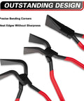 Jiimee 3pc hand seamers for sheet metal; red-handled bending pliers with 60mm jaws and straight, 45° and 90° heads