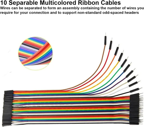 Dope 40 Piece Jumper Wire Kit With Female To Male Dupont Cables 20 Cm Length 8 Inch Multicolor Ribbon Wires For Breadboard