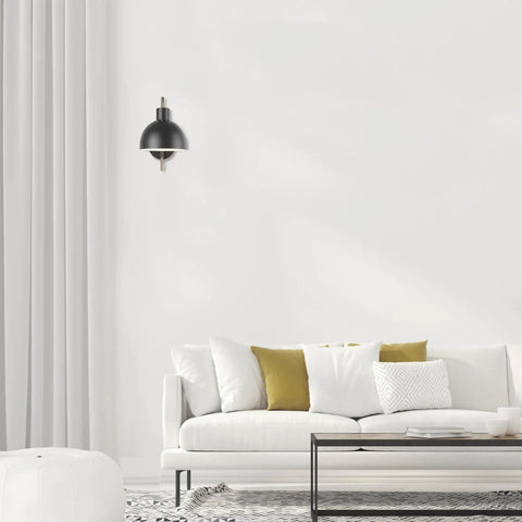 Farmhouse Chic Plug In Or Hardwired Wall Sconce With Matte Dark Gray Finish And Antique Brass Accent Arm Black Fabric Cord And Inline On Off Switch Perfect For Bedroom Lighting And Hallways