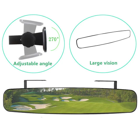 Extra Wide Dope 16.5 Inch Panoramic Rear View Mirror For Golf Carts, 180 Degree Field Of View, Adjustable Angle Feature