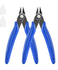 LBOKLING 5-inch micro flush cutters with blue handles; 3-pack set for jewelry making and electronics