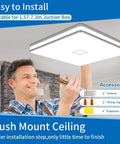Man installing Square LED Ceiling Light 24W 2050LM Flush Mount 12.8 Inch Waterproof IP44 No Flicker 80Ra Plus 5000K Cold White