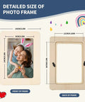 Picture Frame Painting Craft Kit For 4x6 Photos, 10 Unfinished Wooden Frames, detailed front and back view with dimensions.