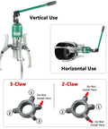Thinking Process: hydraulic 3-claw gear puller set, vertical and horizontal use, forged steel, with handle