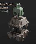 Wireless Mechanical Keyboard With Gasket Mount And Hot Swappable Pale Green Switches Offering Triple Mode Connectivity showing tactile pale green switch details.