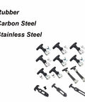 2 Pcs Flexible Rubber Draw Latch With Elastic T Bar Lock And Carbon Steel Bracket set displayed on white background