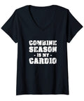 Combine Season Is My Cardio V Neck T Shirt For Women Harvester Driver Funny Farm Apparel And Gift For Field Work Lovers Who Live For Harvest Season Everyday, black with white text