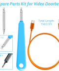 All In One Video Doorbell Replacement Kit with Cable USB Charger Cord T6 T15 Screwdriver Bits and Twenty Screws displayed