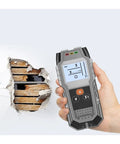 Badass Pro Grade Stud Finder And Wall Scanner With Integrated Probe detects wood and metal in wall hole for home repairs.