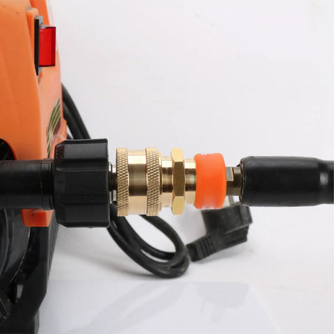 Heavy Duty Brass Quick Connect Hose Adapter For 9mm Tubing Leakproof Easy Install Car Wash Hose Quick Coupler Fits Standard Pressure Washer Hoses installed on tubing