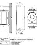 Technical drawing of 7 Inch Heavy Duty Gate Hinges With Grease Zerk Lubricable Bearings For Bolt Or Weld On Gates Up To 1000 Lbs Black.