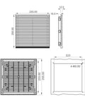 255x255mm Electronic Enclosures Ventilation Filter For Control Panels FK9805 diagram with dimensions and fitting details