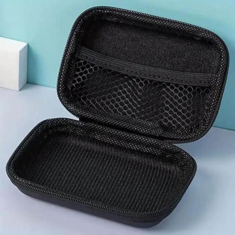 Top Shelf Travel Electronic Organizer Case Featuring A Rugged Foldable Hard Shell for organizing chargers and tech gear, open view.