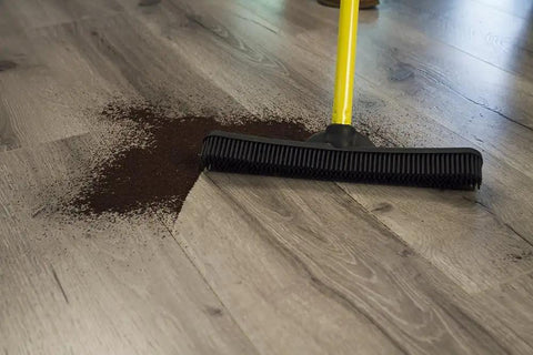 Pet Hair Removal Rubber Broom With 12.5 Inch Wide Electrostatic Bristle Head And 58 Inch Telescopic Handle For Easy No Sweat Floor And Carpet Cleanup Attracts Dust And Hair Like A Magnet