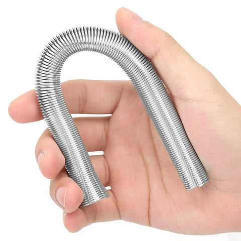 5 Piece Super Elastic Steel Pipe Bender Set For Curving Copper Aluminum Stainless Steel Tubes High Density Construction Protects Pipes From Scratches Durable Tool For Pros And DIY Enthusiasts Making Perfect Bends Effortlessly Without Crimping, shown in hand.