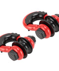 34 Inch Heavy Duty Off Road Recovery Shackle With Pulley 2 Pack, 18 Ton Load Capacity, Carbon Steel With Rubber Coating, Black and Red