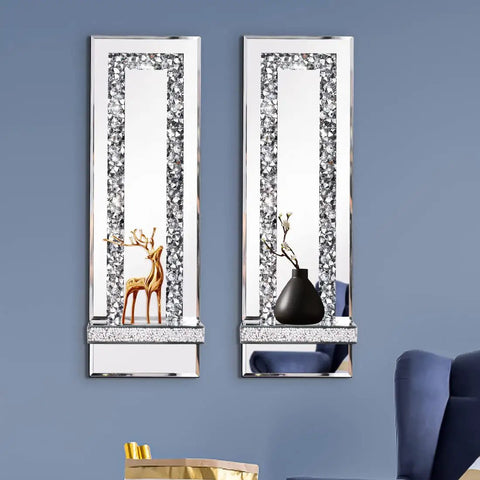 Fresh Beveled Silver Mirror Wall Candle Sconce Holder Set Of Two, showcasing sleek mirrored surfaces and decorative accents.