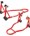Heavy-Duty Front And Rear Paddock Stand Set With 850 Lb Capacity Bike Lift Wheel Stands With Adjustable Swingarm Spool Forks