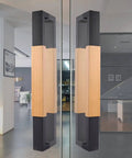 Double Sided Door Pull Bar Handle For Sliding Doors And Gates, Tough As Nails, Interior Exterior Use in stainless steel and wood