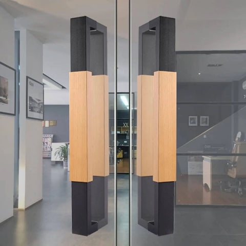 Double Sided Door Pull Bar Handle For Sliding Doors And Gates, Tough As Nails, Interior Exterior Use in stainless steel and wood