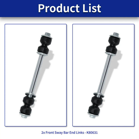 Front Sway Bar End Link Kit For 1999 To 2006 Chevy Silverado 1500 GMC Sierra Avalanche Tahoe Two Piece Includes K80631 K700539 K6428 K8987 Durable Stabilizer Links, 2x steel links