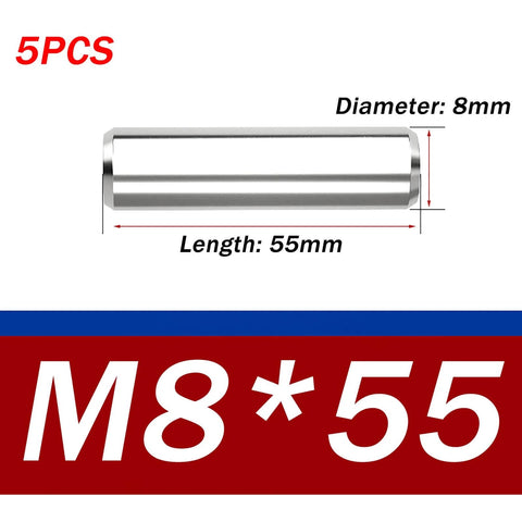 Premium 304 Stainless Steel Dowel Pins 8x55 Mm 5 Pack Precision Ground For Dead On Alignment And Tight Fit Ideal For Furniture