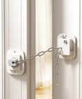 Adjustable Cat Door Stopper That Holds Entryways Wide While Keeping Pups Out Zero Drill Setup with chain latch on door.