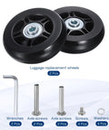 Luggage Suitcase Replacement Wheels 80x24mm Rubber Swivel Caster Bearings Repair Kit with tools and components displayed