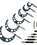 Six Pack Outside Micrometer Set 0 To 6 Inches With 0.0001 Inch Precision, Ratchet Stop Thimble, in a lined storage case with tools