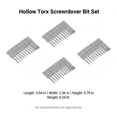 Awesome Hollow Torx Screwdriver Bit Set Made From Tough Alloy Steel With Center Pin Hole. 11-piece set, alloy steel, 3.94 x 2.36 in