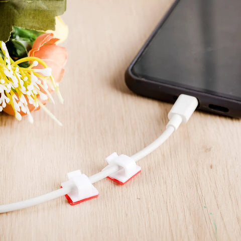 Sticky Cable Clips 30 Pack White Adhesive Wire Organizers For Desk Cord Management Cable Holder And Keeper Durable Plastic