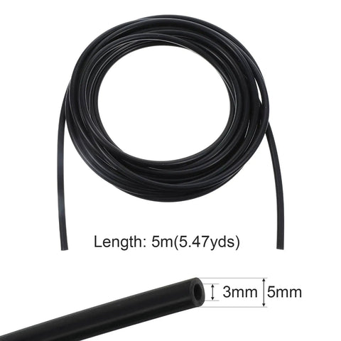 Coiled High Temperature Silicone Vacuum Hose Kit 16.4 Feet Black Outer 5mm Inner 3mm Flexible Auto and Industrial Vacuum Tubing
