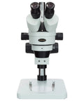 90X Zoom Binocular Stereo Microscope With Table Pillar Stand Sharp Widefield Optics 3.5X-90X Magnification Long Working Distance Durable All Metal Build Ideal For Lab School And Precision Inspection, front view