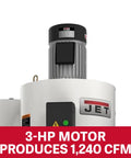 Professional 3 Hp 230 Volt Cyclone Dust Collector With 2 Micron Pleated Filter And Wireless Remote Timer Shut Off, 3-HP motor top view.
