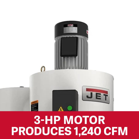 Professional 3 Hp 230 Volt Cyclone Dust Collector With 2 Micron Pleated Filter And Wireless Remote Timer Shut Off, 3-HP motor top view.