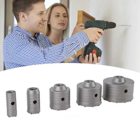 Top Tier 9 Piece Concrete Hole Saw Bit Kit Featuring Five Versatile Sizes Including 30mm And 100mm Plus Shanks And Pilot Bits For Heavy Duty Masonry And Brick Drilling Jobs That Seriously Rock. five carbide core bits for masonry drilling