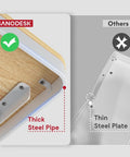 Comparison image highlighting the thick steel pipe of the Electric Height Adjustable Standing Desk With Built In Drawer.