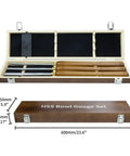 Heavy Hitter M2 HSS Bowl Gouge 3 Pack Side Grind Wood Lathe Turning Chisels in a wooden case with three chisels.
