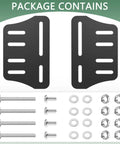 Rugged Bed Frame Connector Plates 2 Pack Universal Headboard Adapter Bracket Offset Mounting Hardware For Queen King Twin Size Adjustments and Dead Simple Swaps, includes plates and screws.