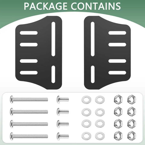 Rugged Bed Frame Connector Plates 2 Pack Universal Headboard Adapter Bracket Offset Mounting Hardware For Queen King Twin Size Adjustments and Dead Simple Swaps, includes plates and screws.