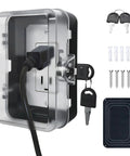 Heavy Duty Childproof Outlet Lock Box With Two Durable Keys, Tool Free Install, Keeps Toddlers Safe And Pets Out, installed view