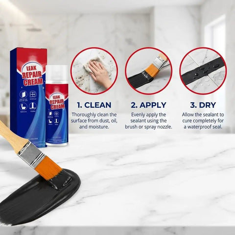 Instructions for All Purpose Waterproof Leak Repair Sealant And Spray Caulk For Roofs Walls Wood And Concrete Quick Dry Clear Adhesive