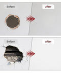 19 Piece Wall Repair Patch Kit With Aluminum Self Adhesive Patches For Small To Large Holes Includes 2 By 2 Inch 4 By 4 Inch 6 By 6 Inch And 8 By 8 Inch Metal Patches Scrapers Sandpaper And Gloves For No Sweat Drywall Fix before and after comparison of wall hole repair