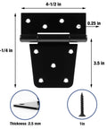 Heavy Duty Fence Gate Hinges 3.5 Inch By 4.5 Inch Black Exterior Outdoor Hinges product dimensions and screw details